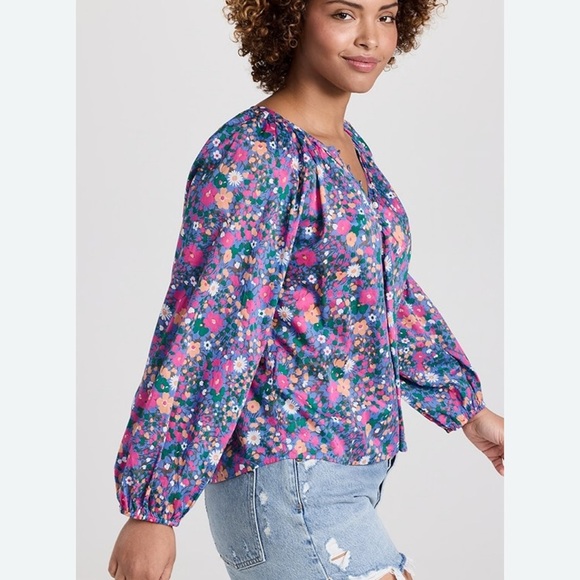 Rails pink Leilani floral cotton blouse top size Medium preowned - Picture 6 of 7